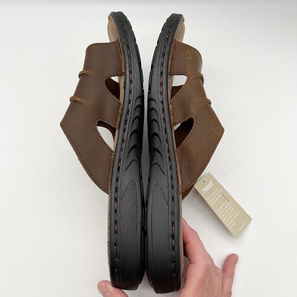 NEW Riemot Men’s Brown Leather Arch Support Comfort Slide Sandals EU 42 US 9 - Picture 5 of 10